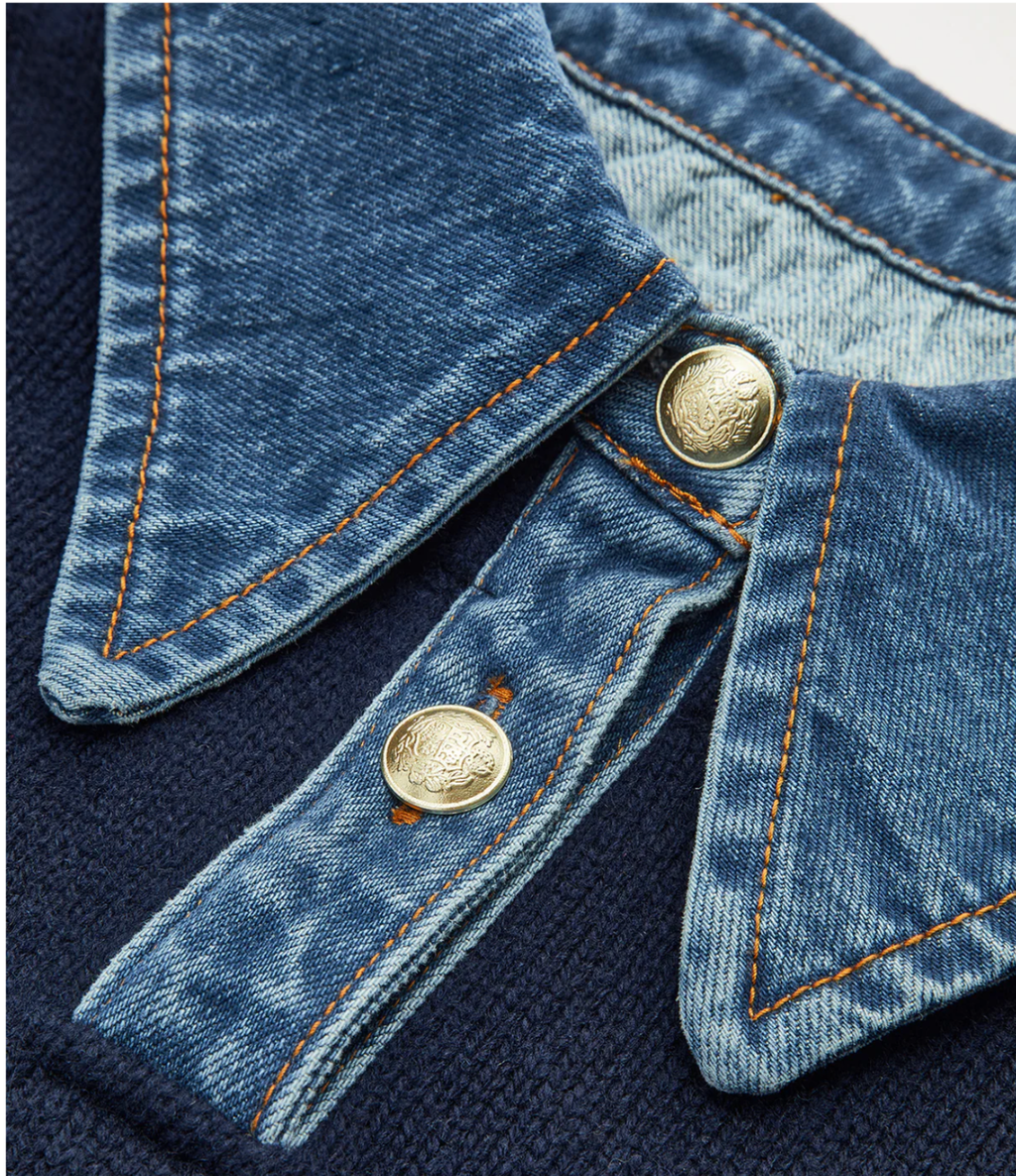 2 in 1 Panel Lapel Sweater