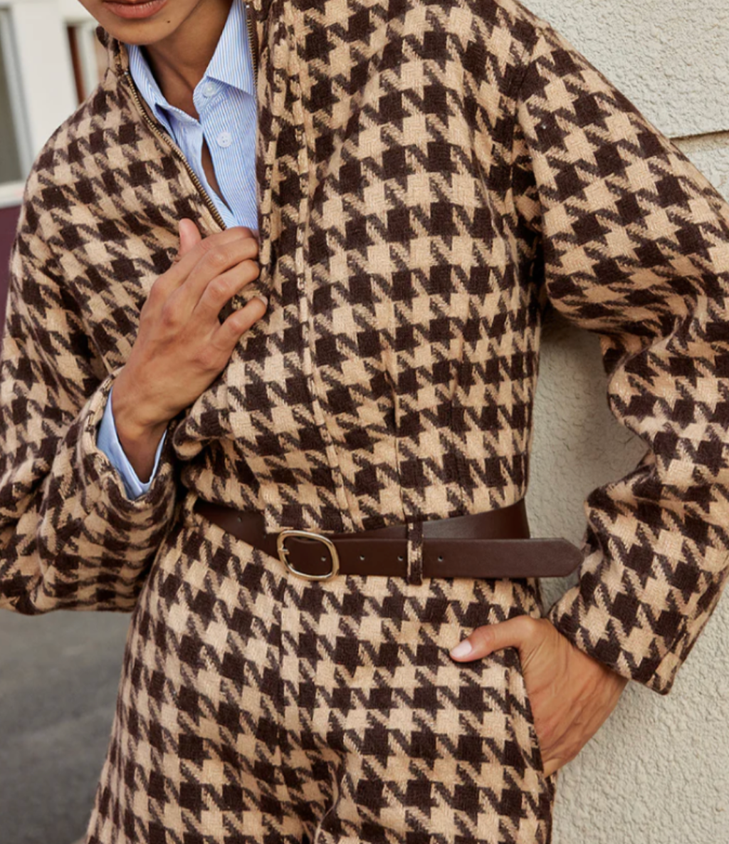 Houndstooth Stand collar Jacket