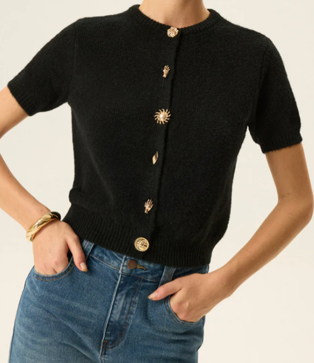 Metal Detail Knit Cardigan