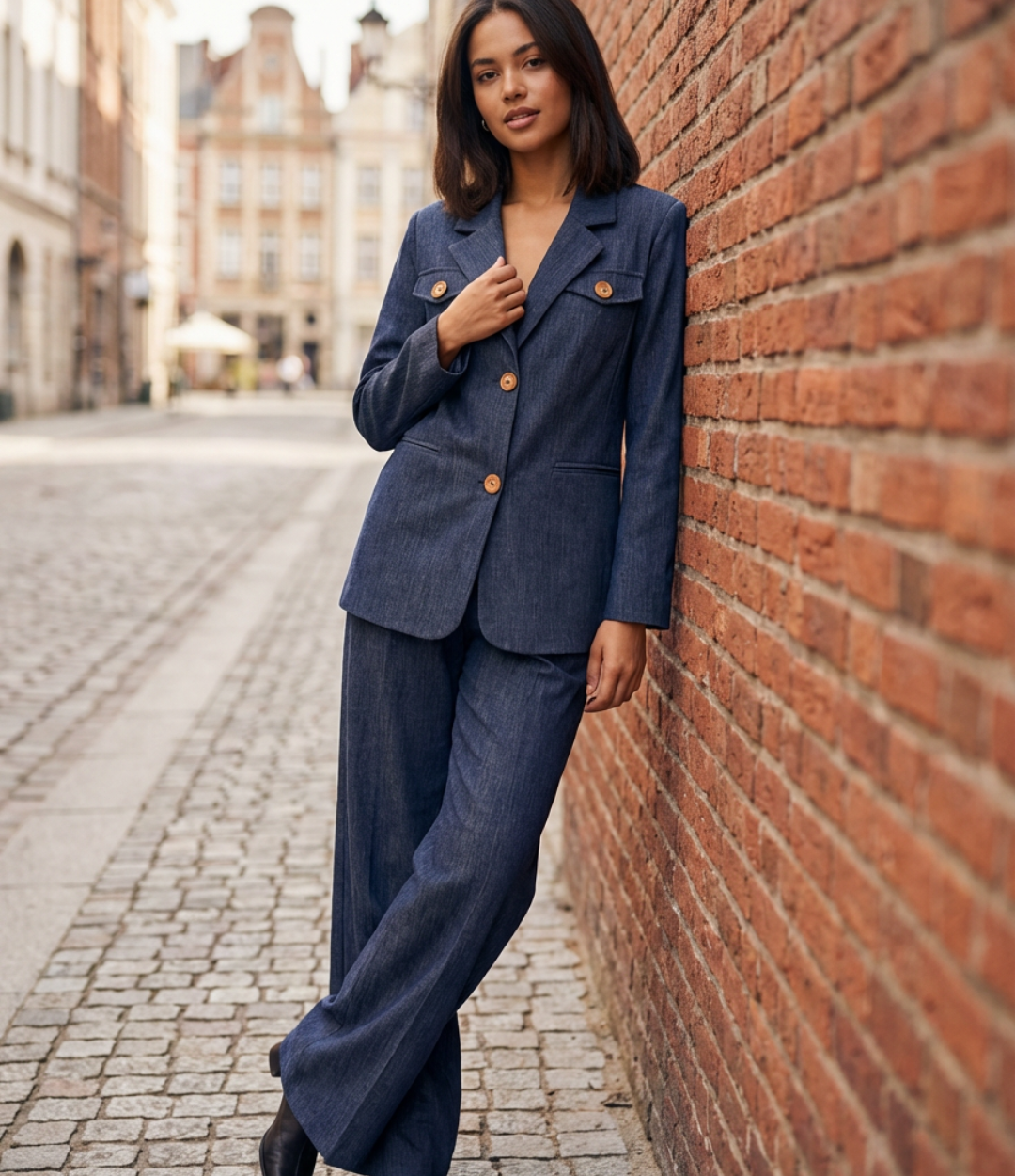 Lapel Blazer and wide leg pants set