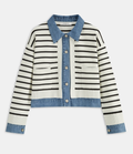 Denim Panel Striped Knit Shirt