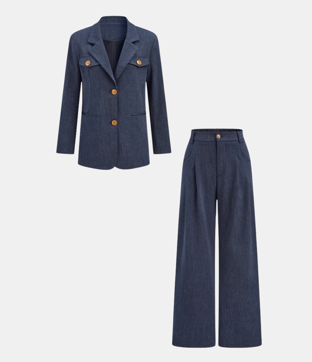 Lapel Blazer and wide leg pants set