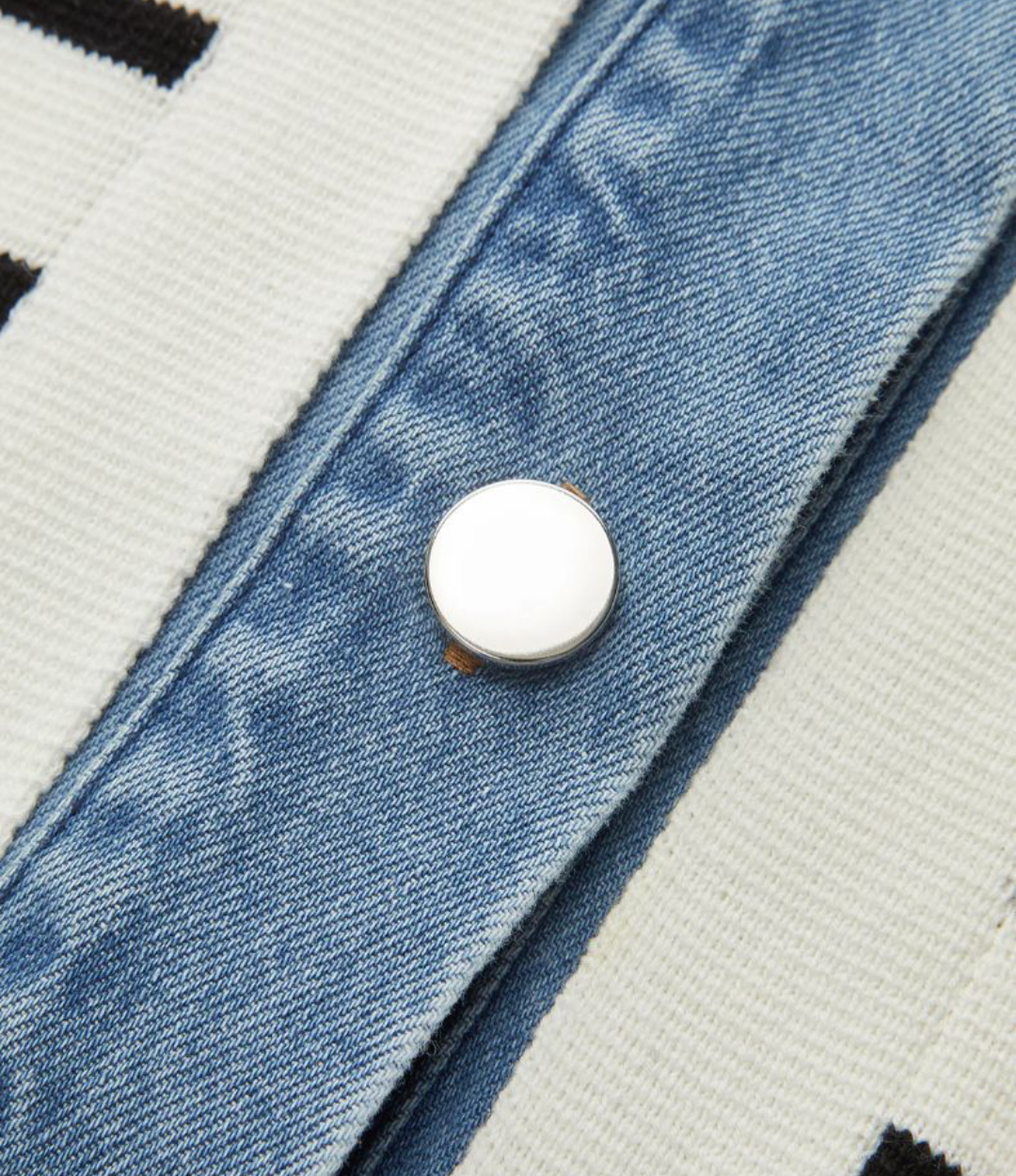 Denim Panel Striped Knit Shirt