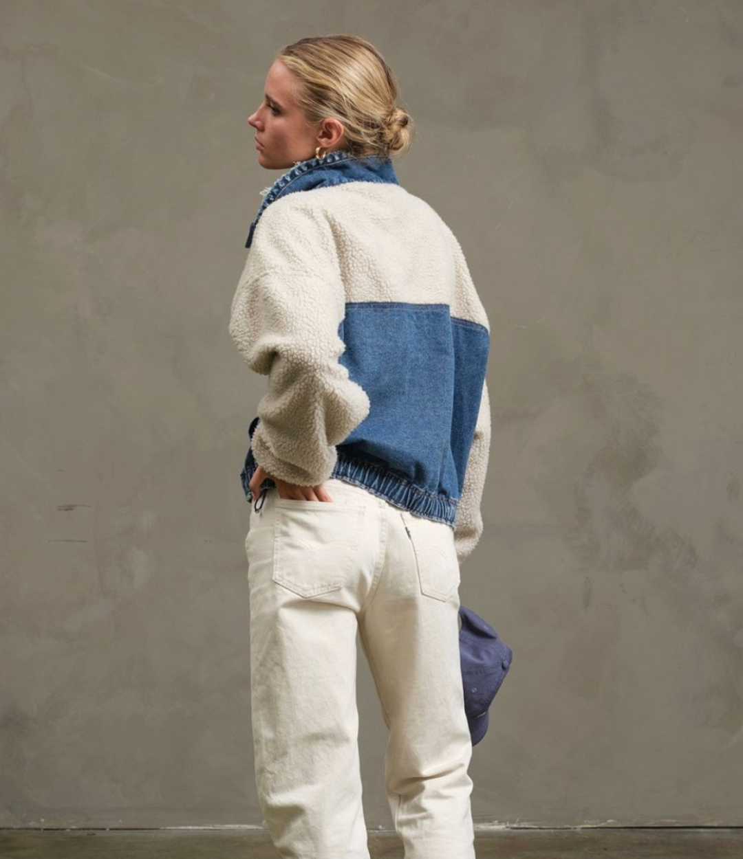 Teddy Denim Snap-up Jacket