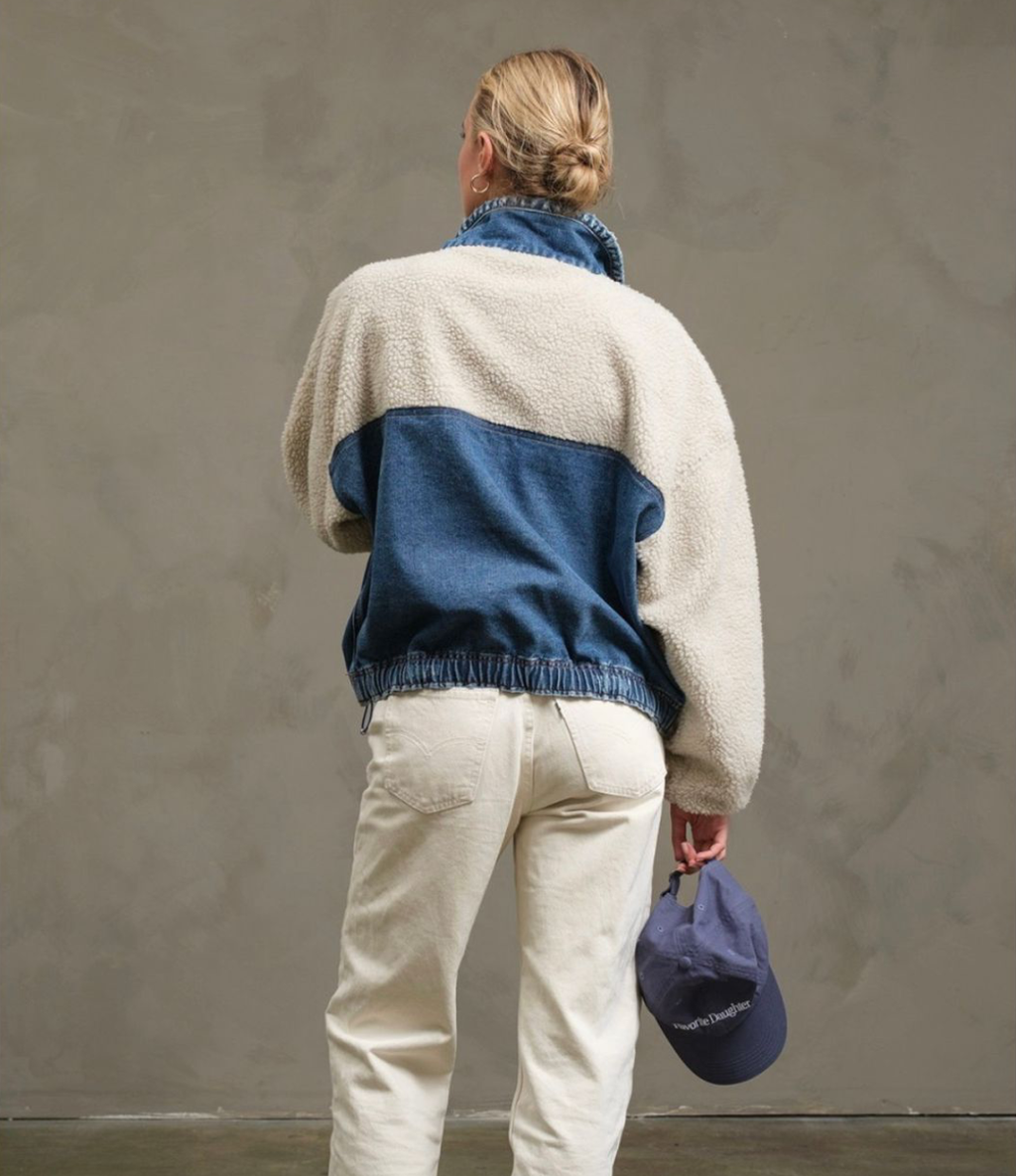 Teddy Denim Snap-up Jacket