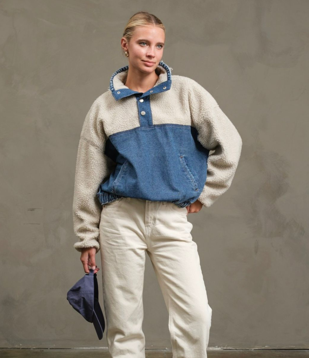 Teddy Denim Snap-up Jacket