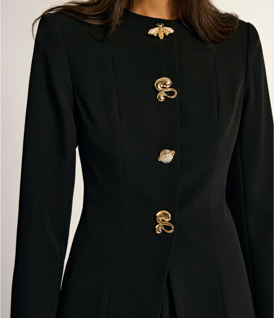 Metal Detail Crew Neck Blazaer