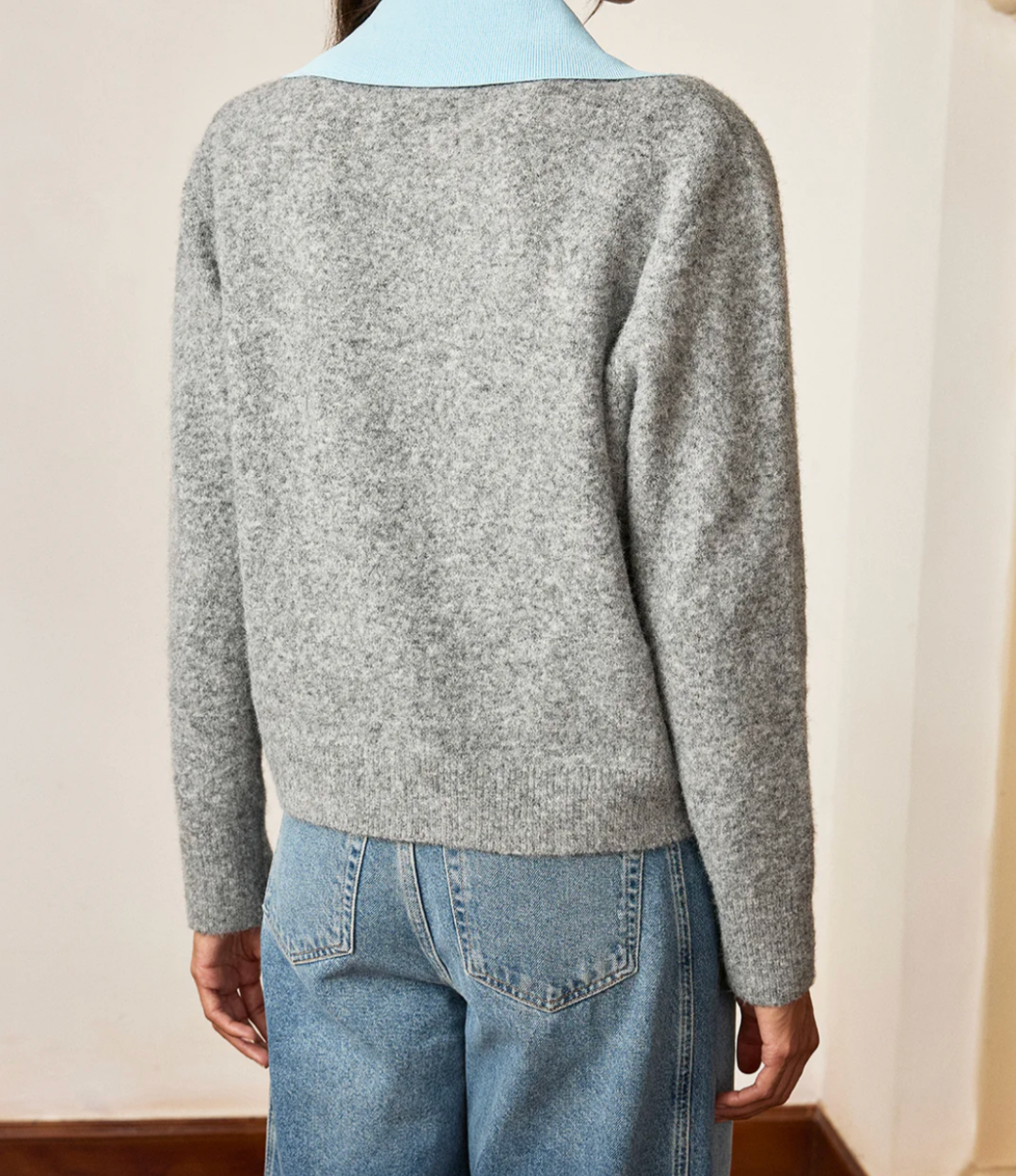 Contrast collar Wool Blend Sweater