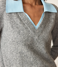 Contrast collar Wool Blend Sweater