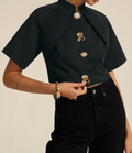 Metal Decor Cropped Blouse
