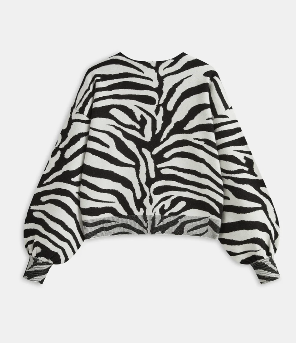 Zebra Print Puff Sleeve Cardigan