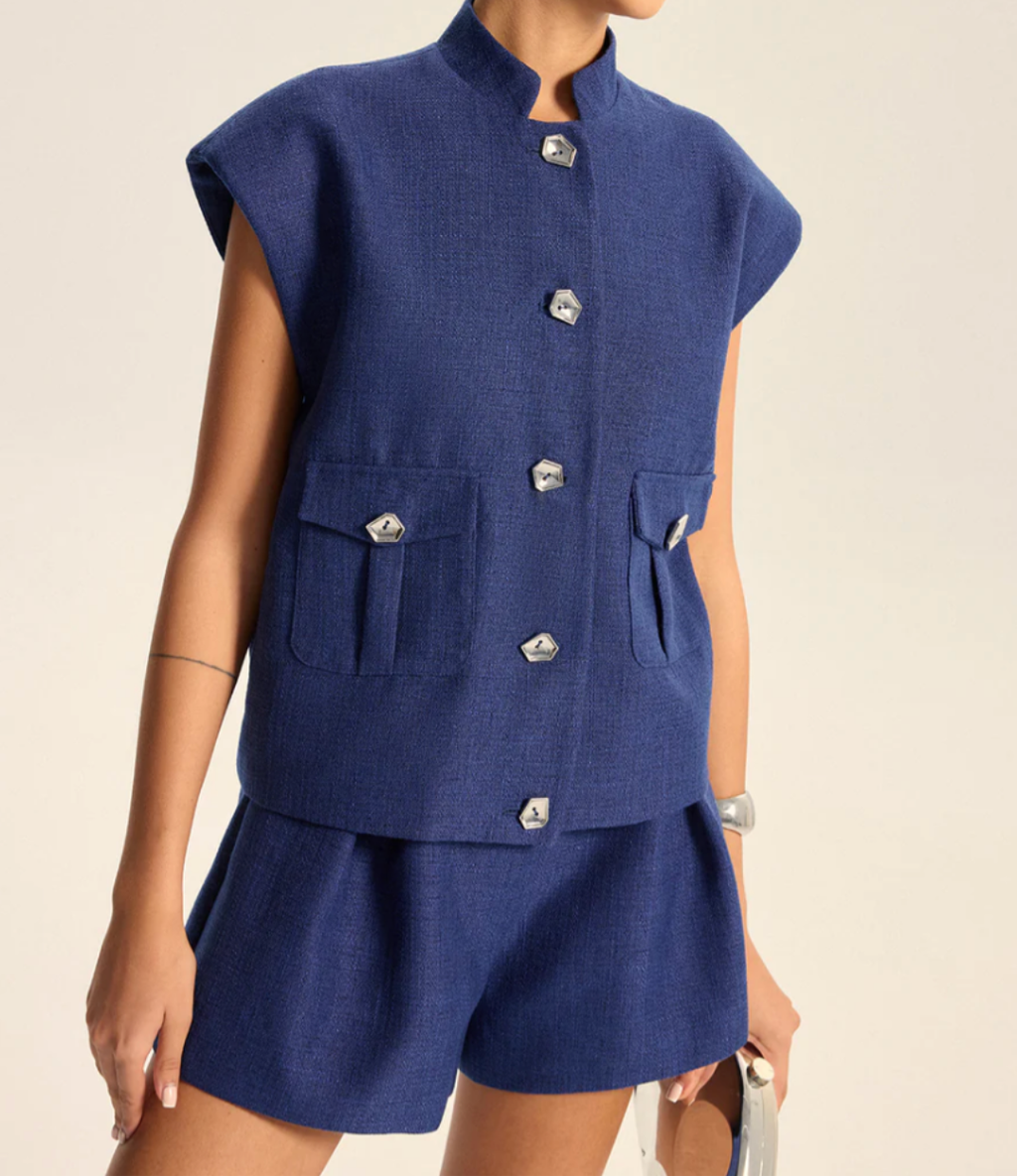 Mid Waisted Pleated Shorts & Cap Sleeve Color vest