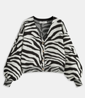 Zebra Print Puff Sleeve Cardigan