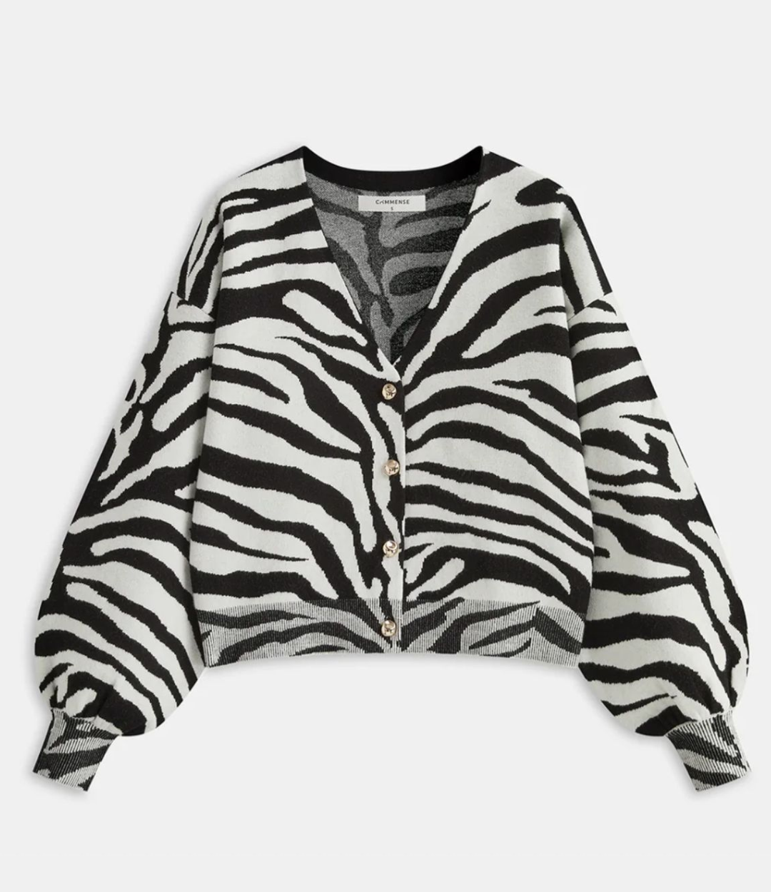 Zebra Print Puff Sleeve Cardigan