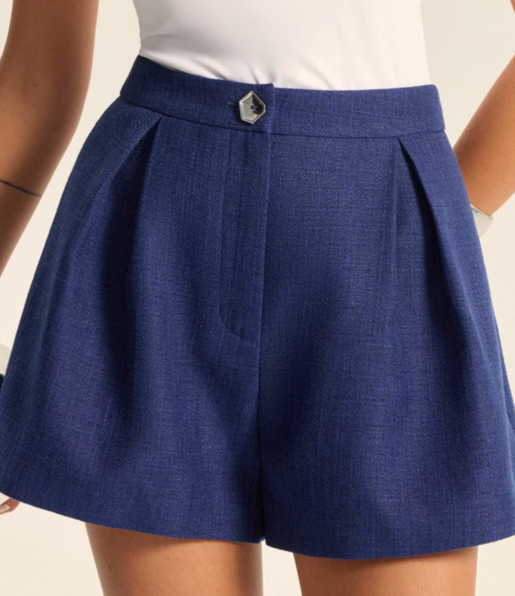 Mid Waisted Pleated Shorts & Cap Sleeve Color vest