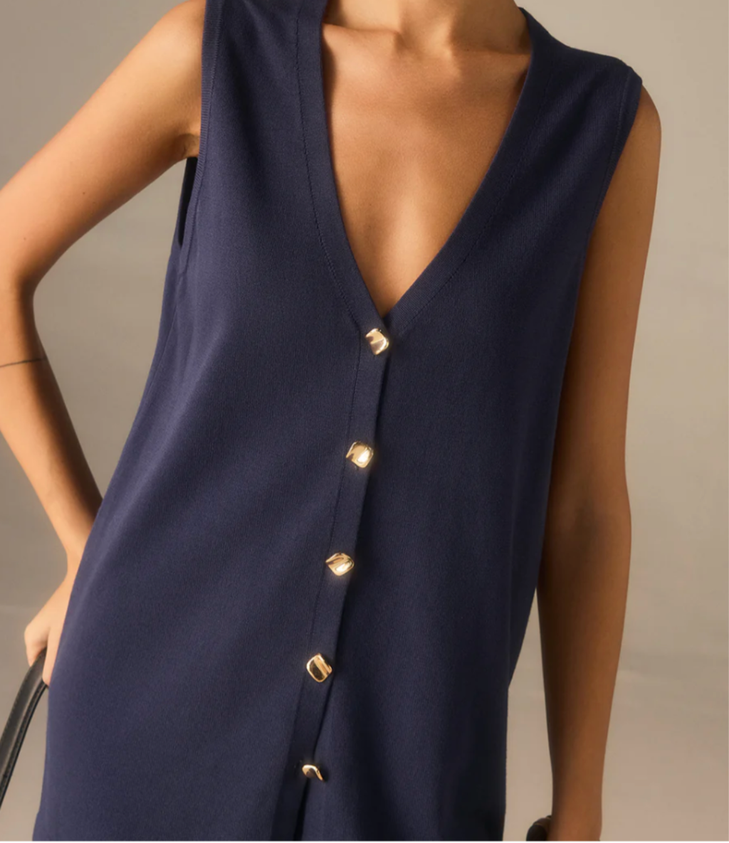 Golden Button knit/vest Pants Set