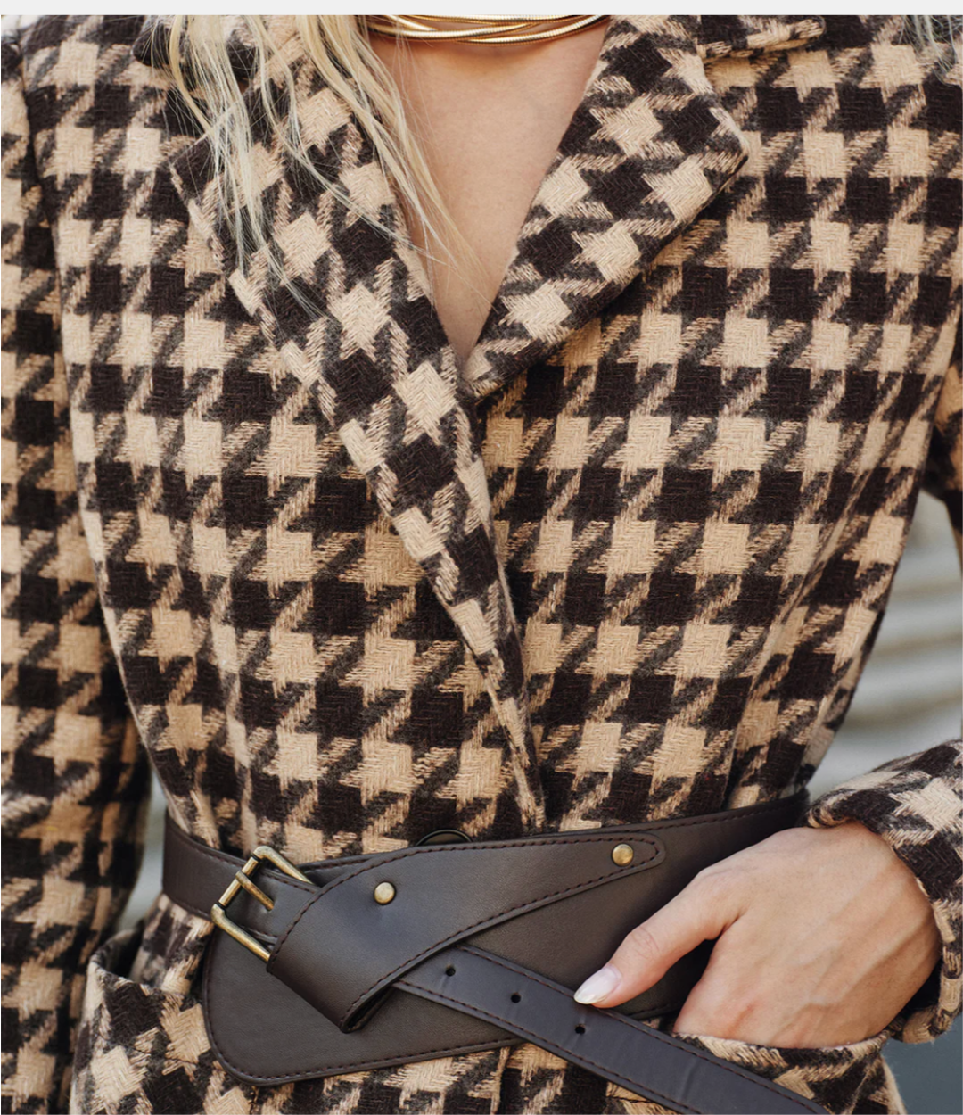 Houndstooth Belted Blazer