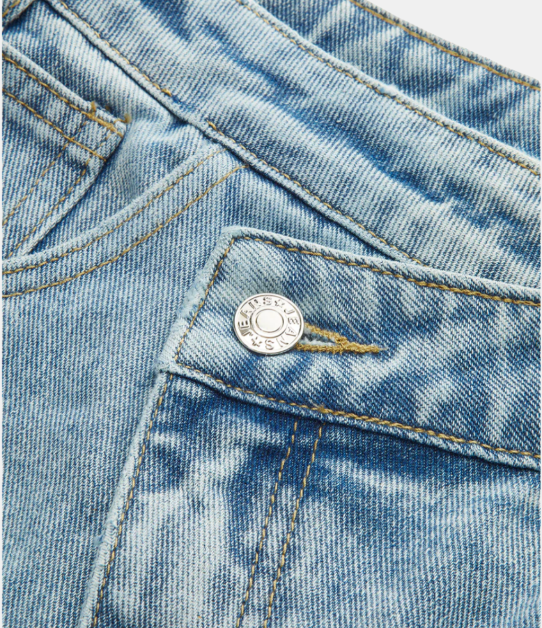 High-Waist Denim Asymmetric Curved-Leg Jeans