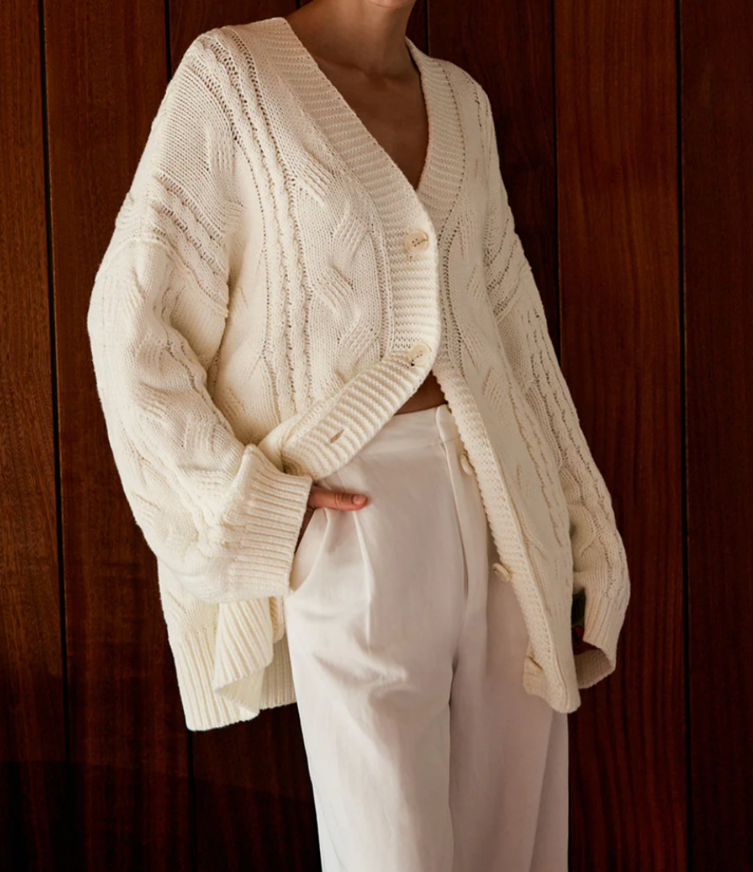 Oversized Cable Knit Outwear