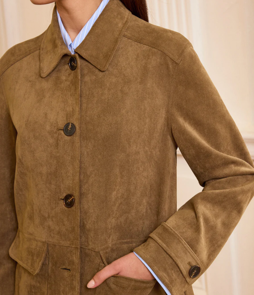 Collared Button front Suede Blazer