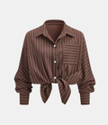 Loose Striped knot front blouse