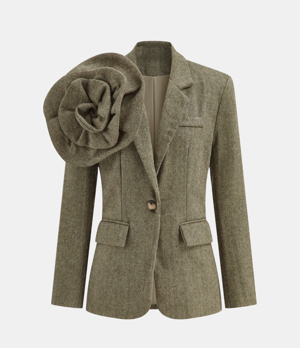 Large 3D Flower Single Button Blazer