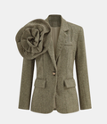 Large 3D Flower Single Button Blazer