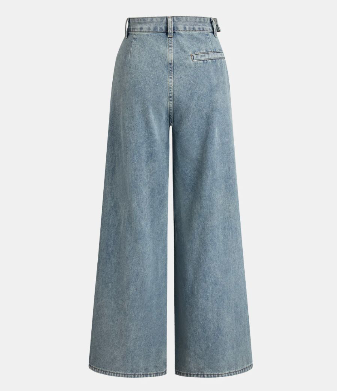 Asymmetrical Ruched Denim Wide-Leg Pants