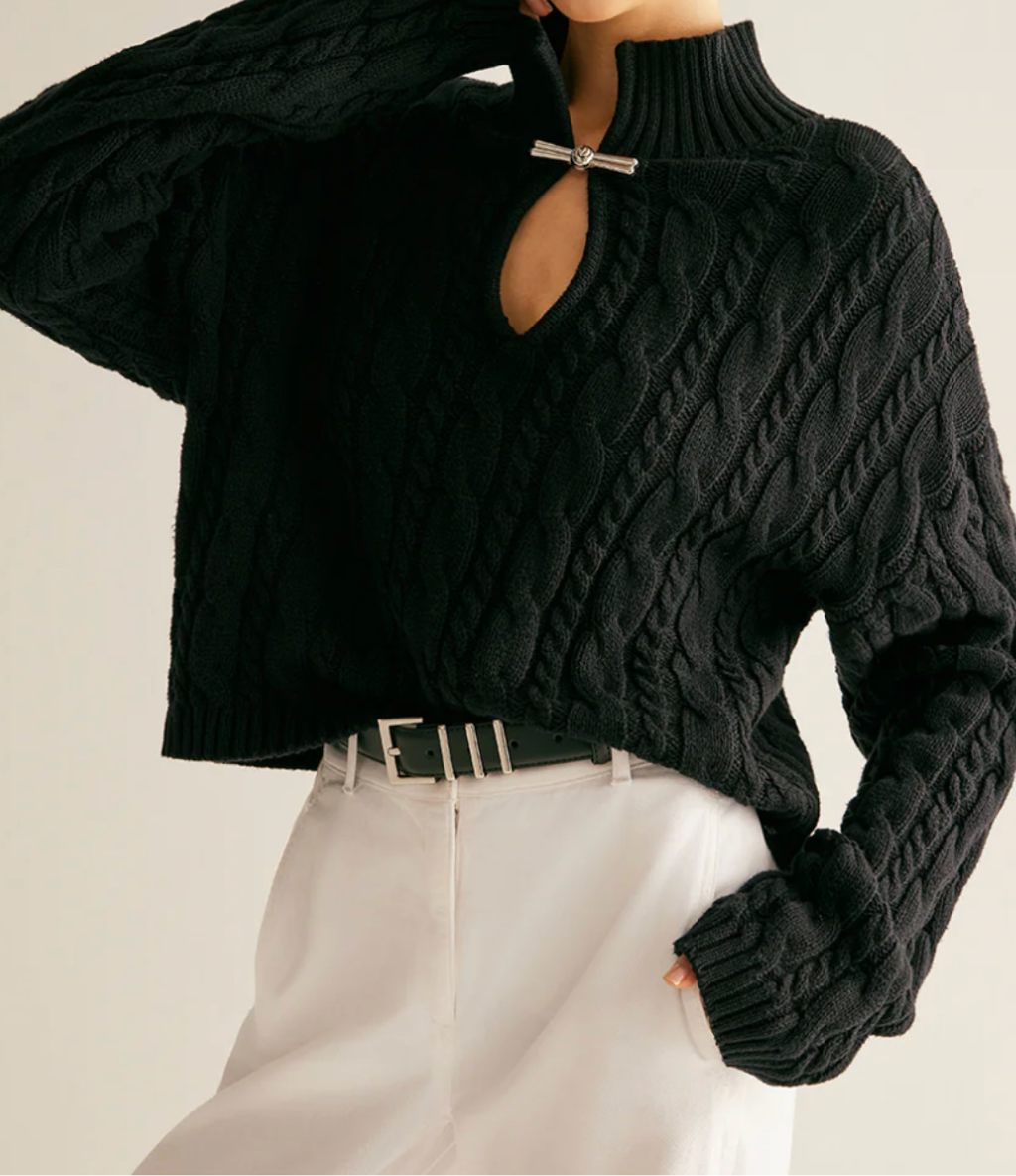 Cotton Keyhole Neckline Knit Top