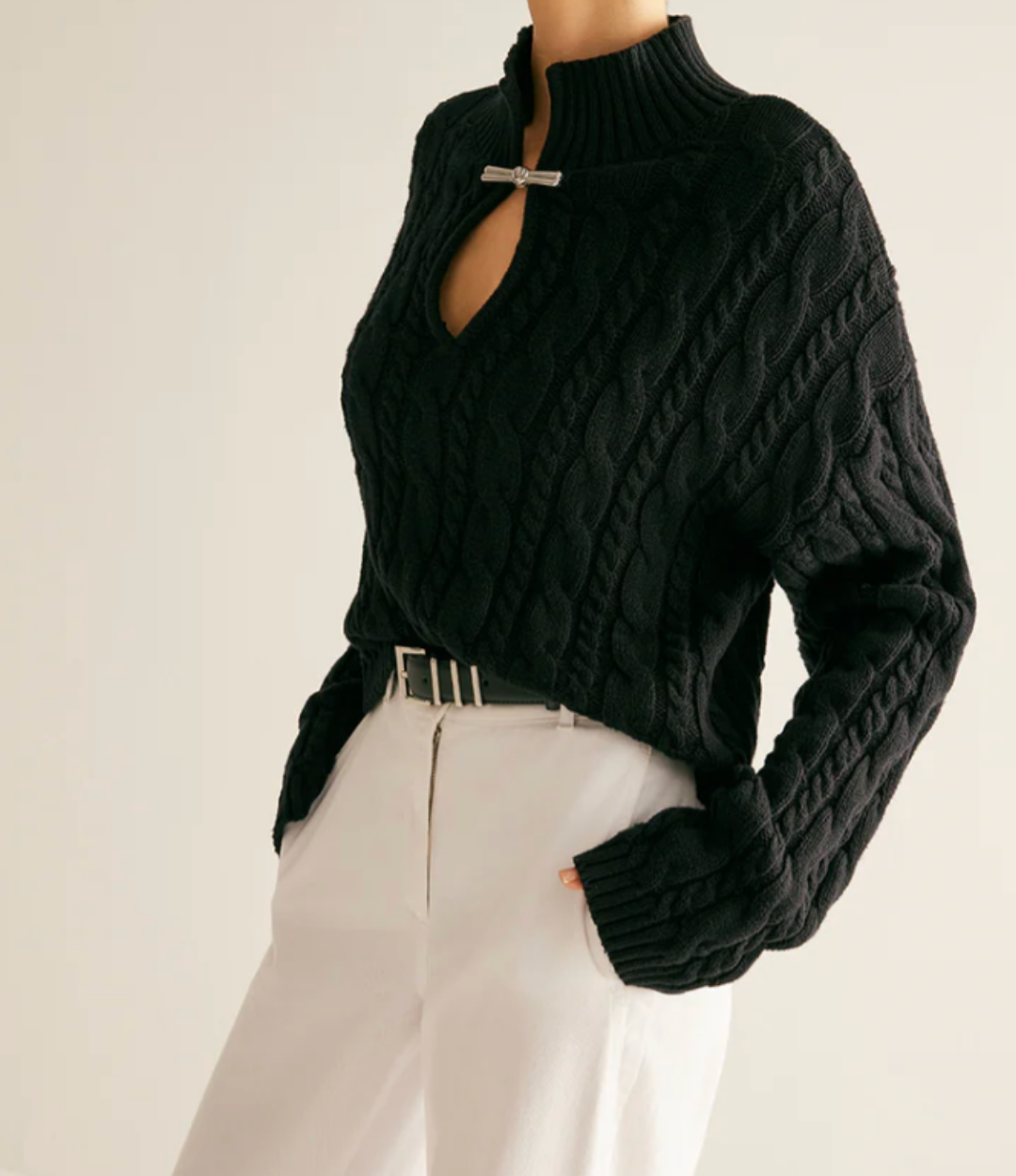 Cotton Keyhole Neckline Knit Top