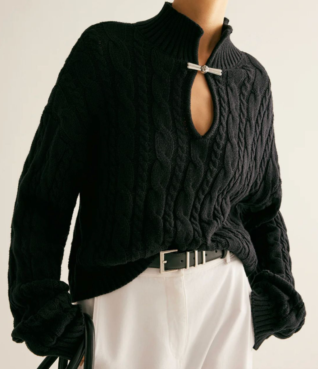 Cotton Keyhole Neckline Knit Top