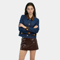 Chamarra denim cuello suede botones