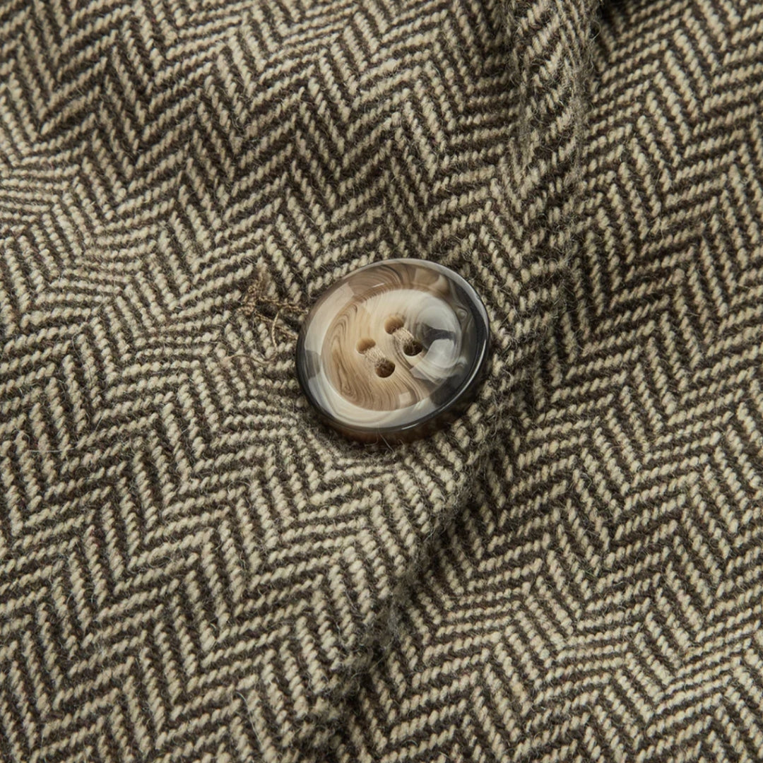 Blazer 3D flor botón único café