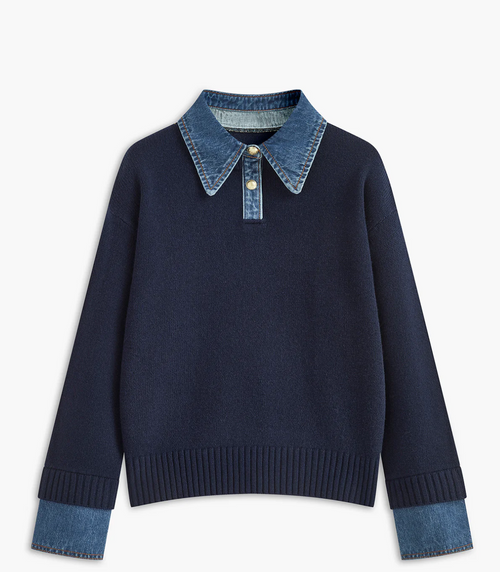 2 in 1 Panel Lapel Sweater