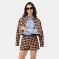 Set houndstooth cuello alto café
