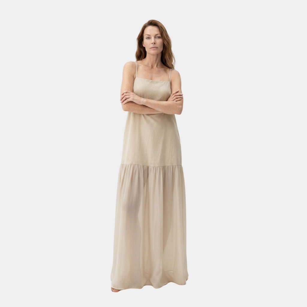 Vestido maxi sheer semitransparente