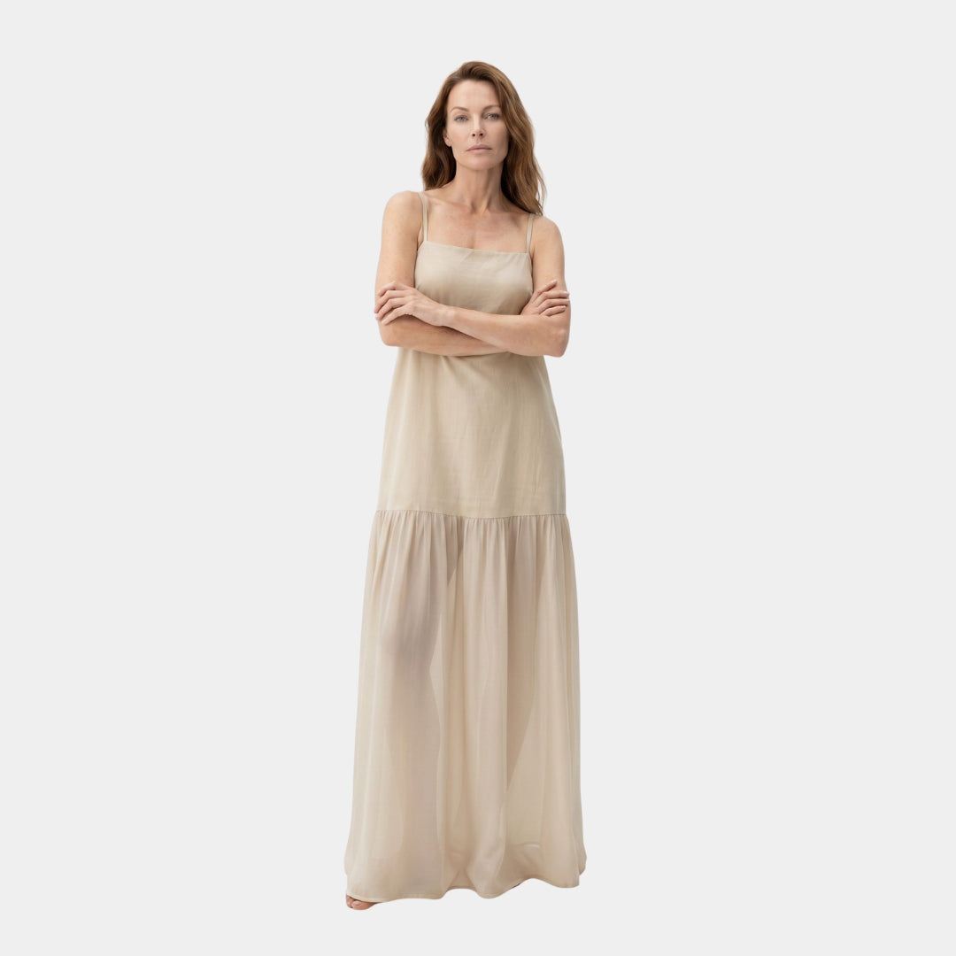 Vestido maxi sheer semitransparente