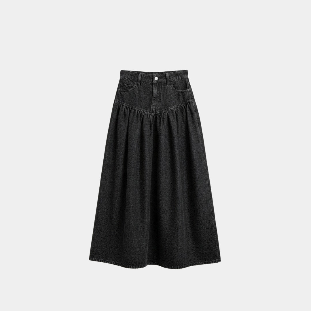 Falda denim maxi negra