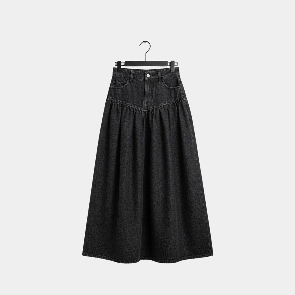 Falda denim maxi negra