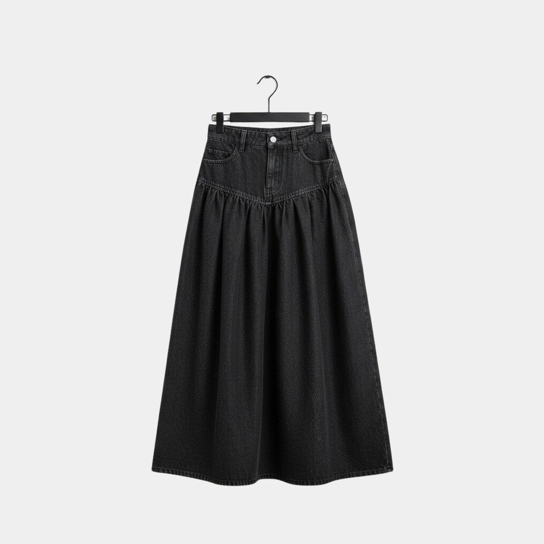 Falda denim maxi negra