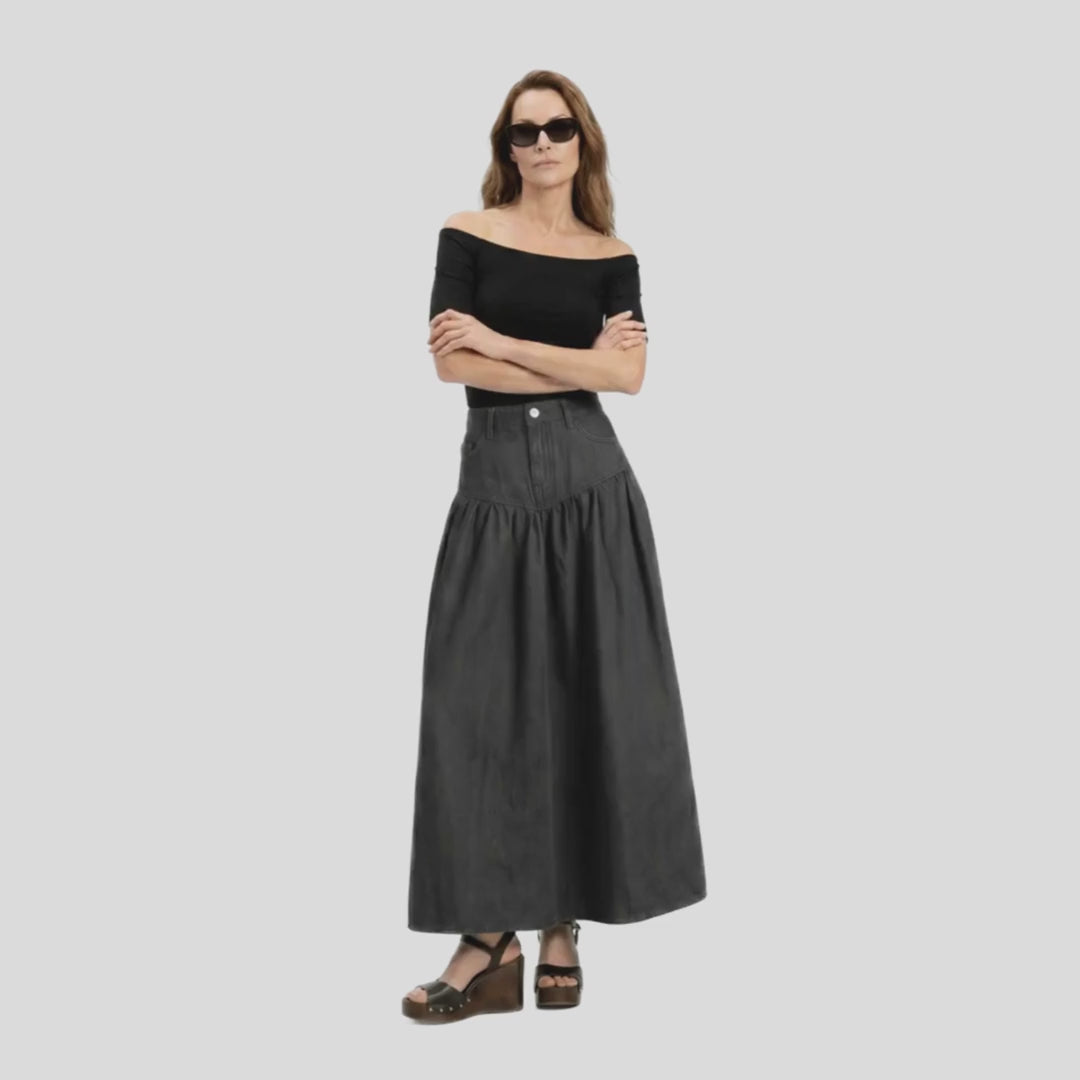 Falda denim maxi negra