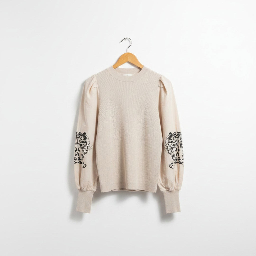 Sweater beige tigre