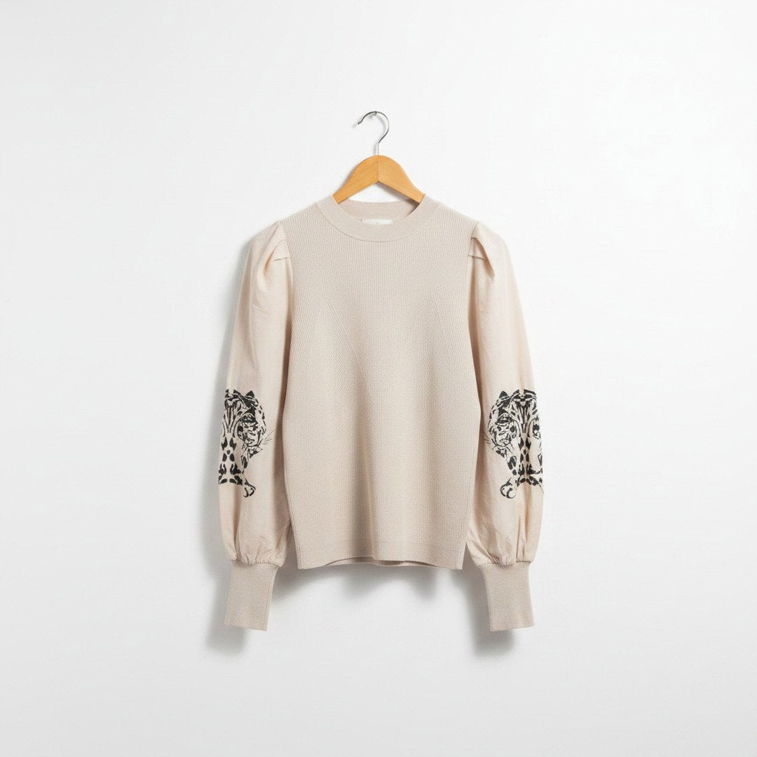 Sweater beige tigre