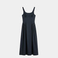 Vestido midi fruncido en cintura